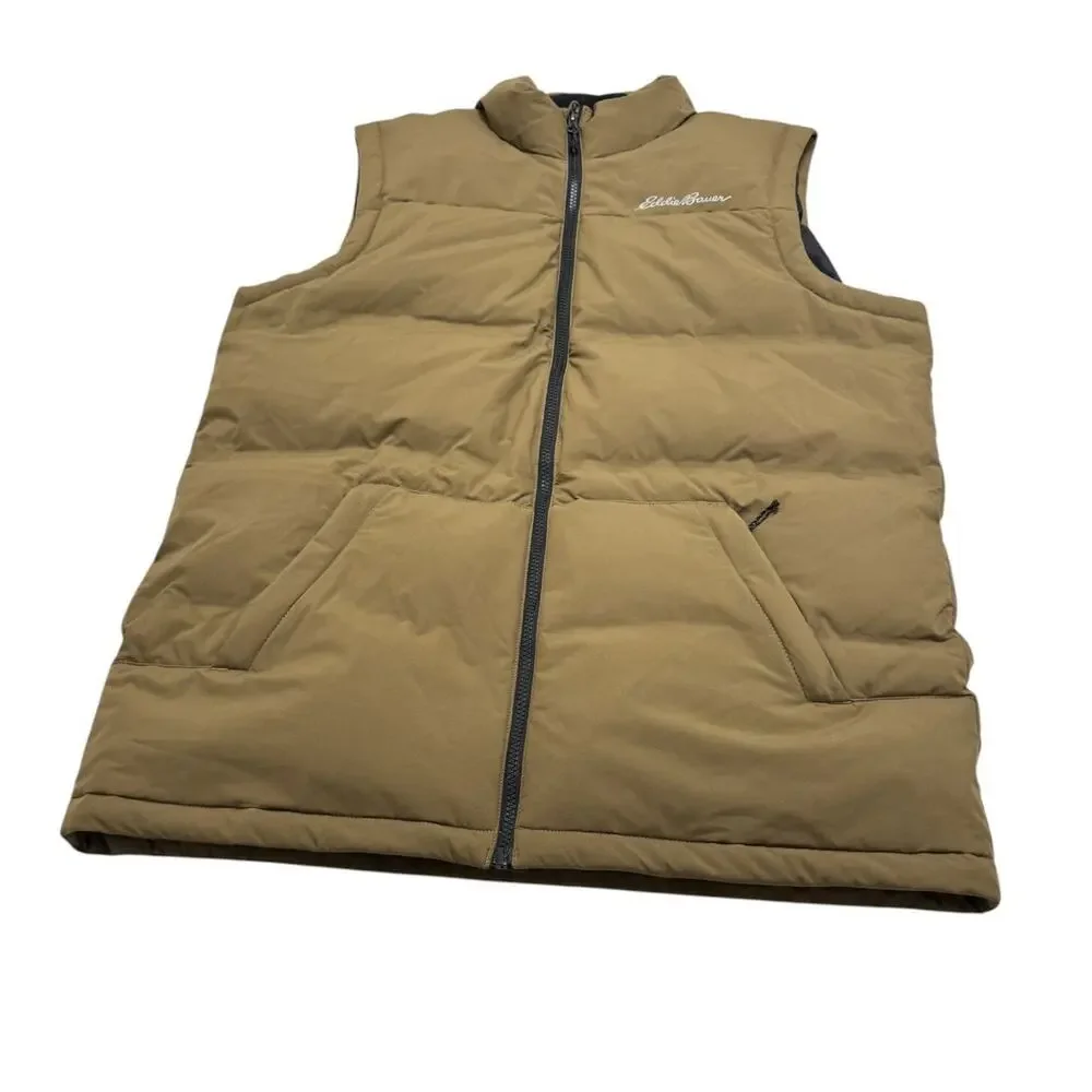Eddie Bauer Men's TL Hazelnut Brown Down Waterfowl Peak Seamless Stretch Vest